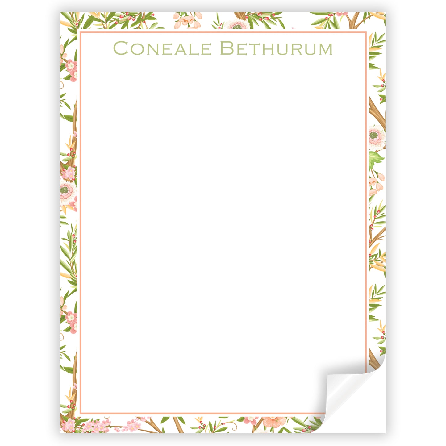 pink & orange chinoiserie notepad