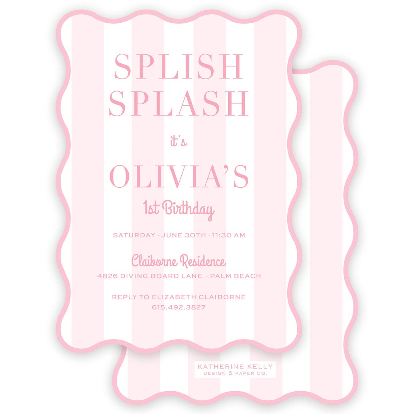 pink splish splash birthday invitation