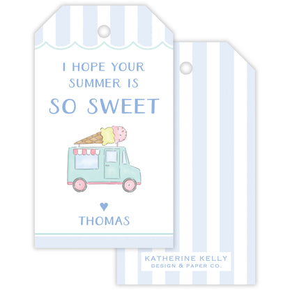 ice cream truck blue gift tag