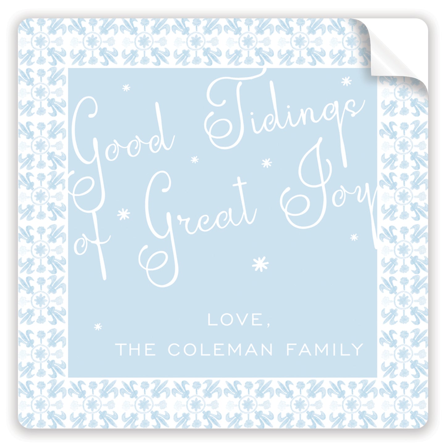 tuscan tile blue holiday stickers