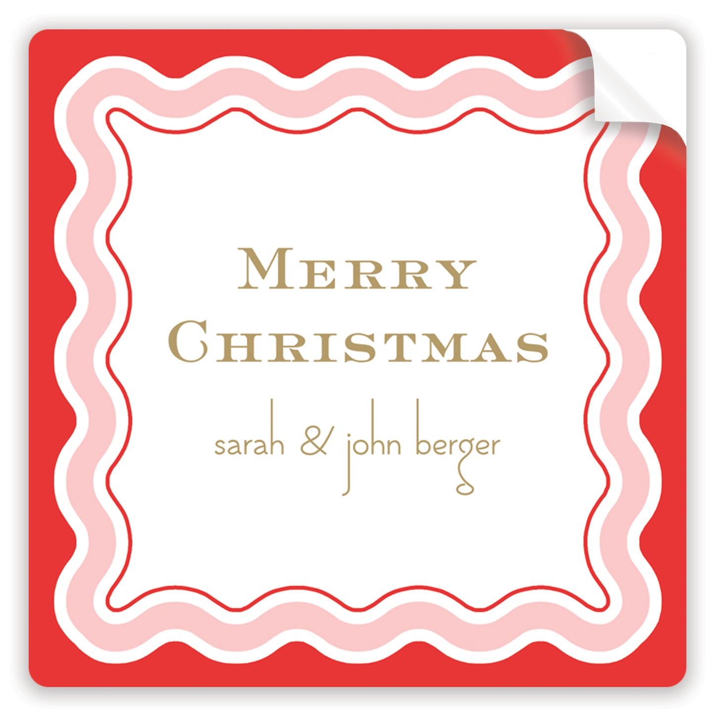 red + gold squiggle holiday stickers