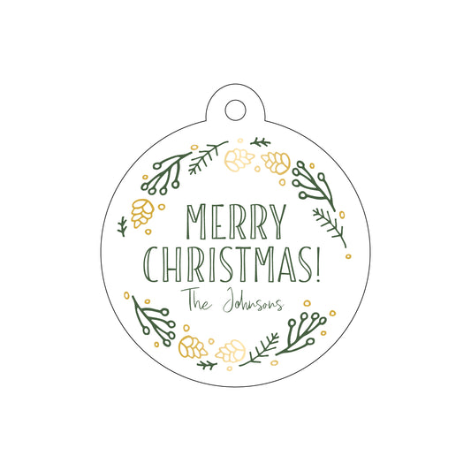merry christmas  wreath specialty tag - T344