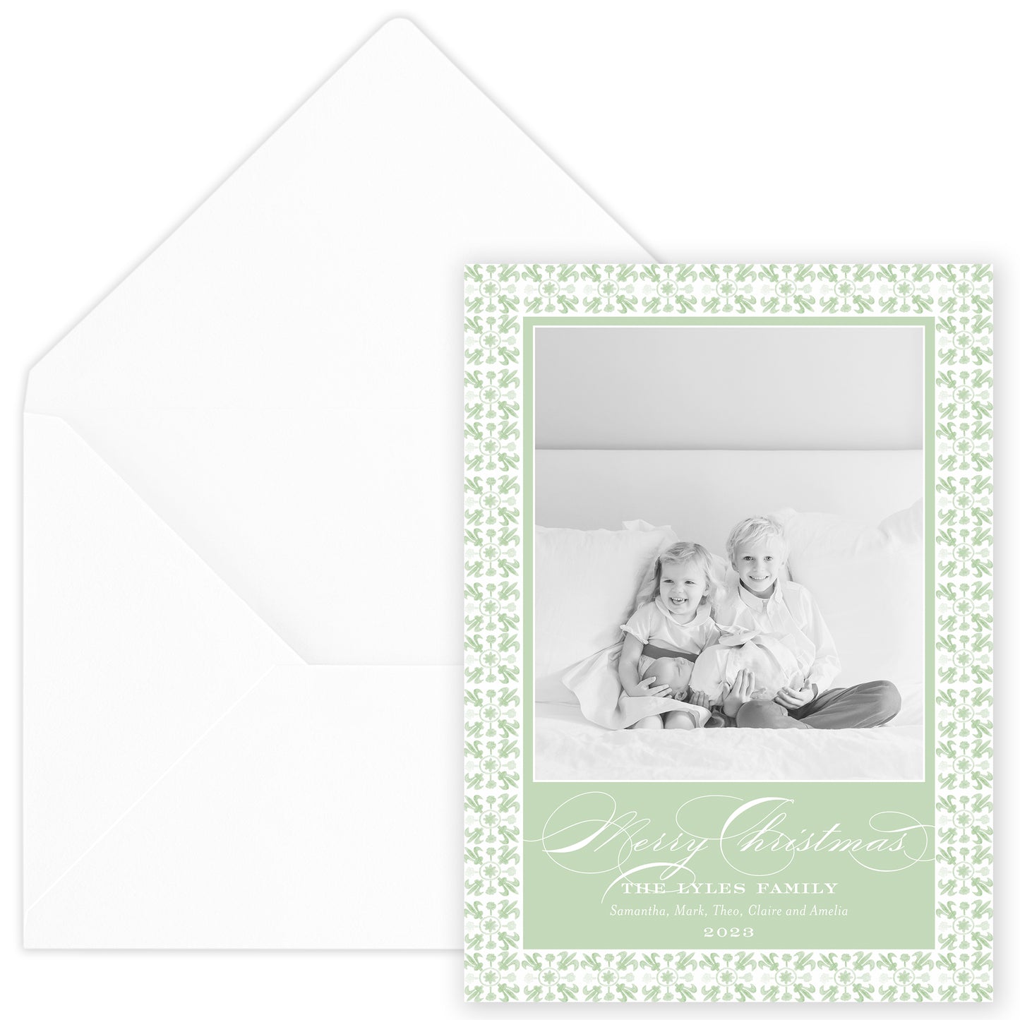 sage tuscan tile holiday card