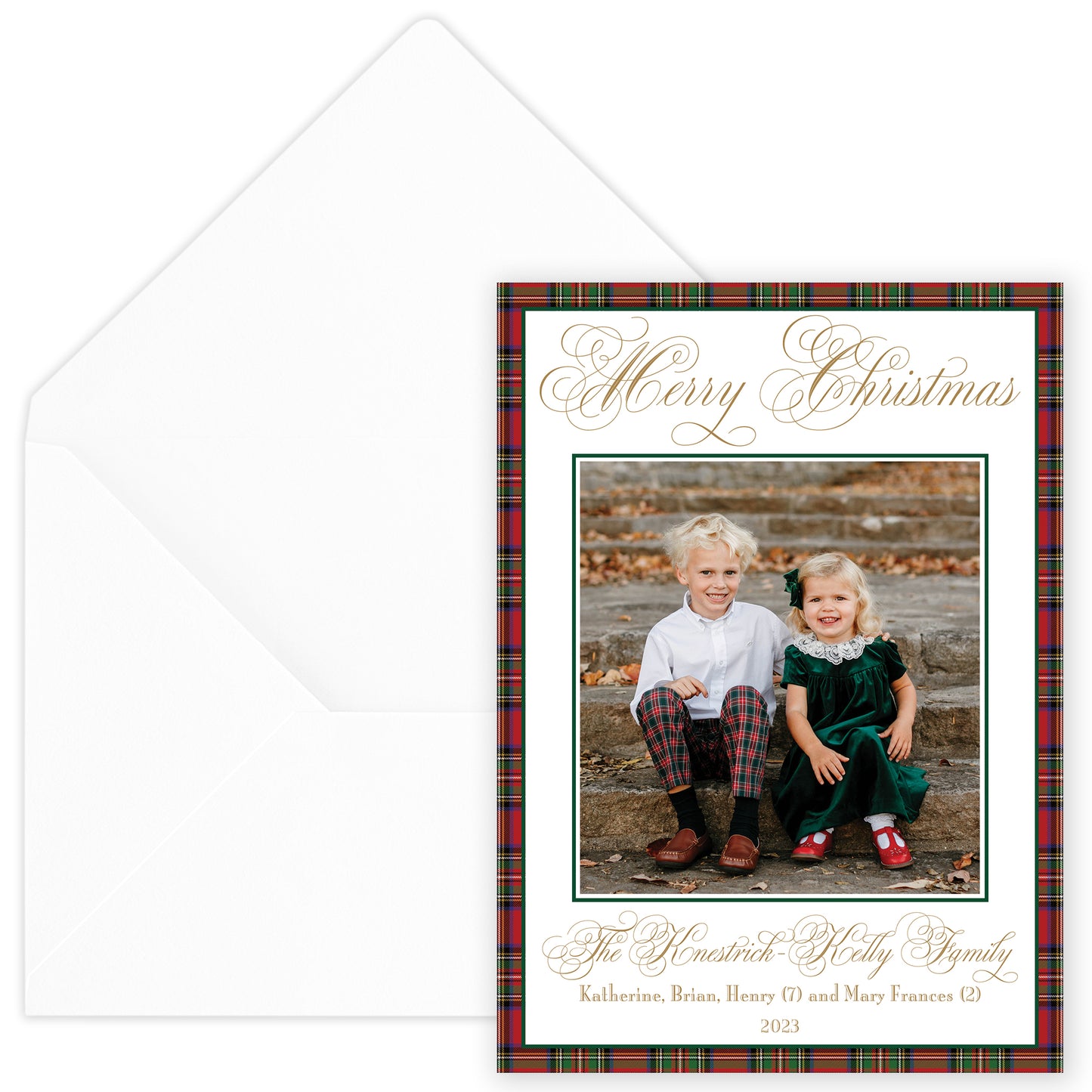 kelly plaid photo holiday card