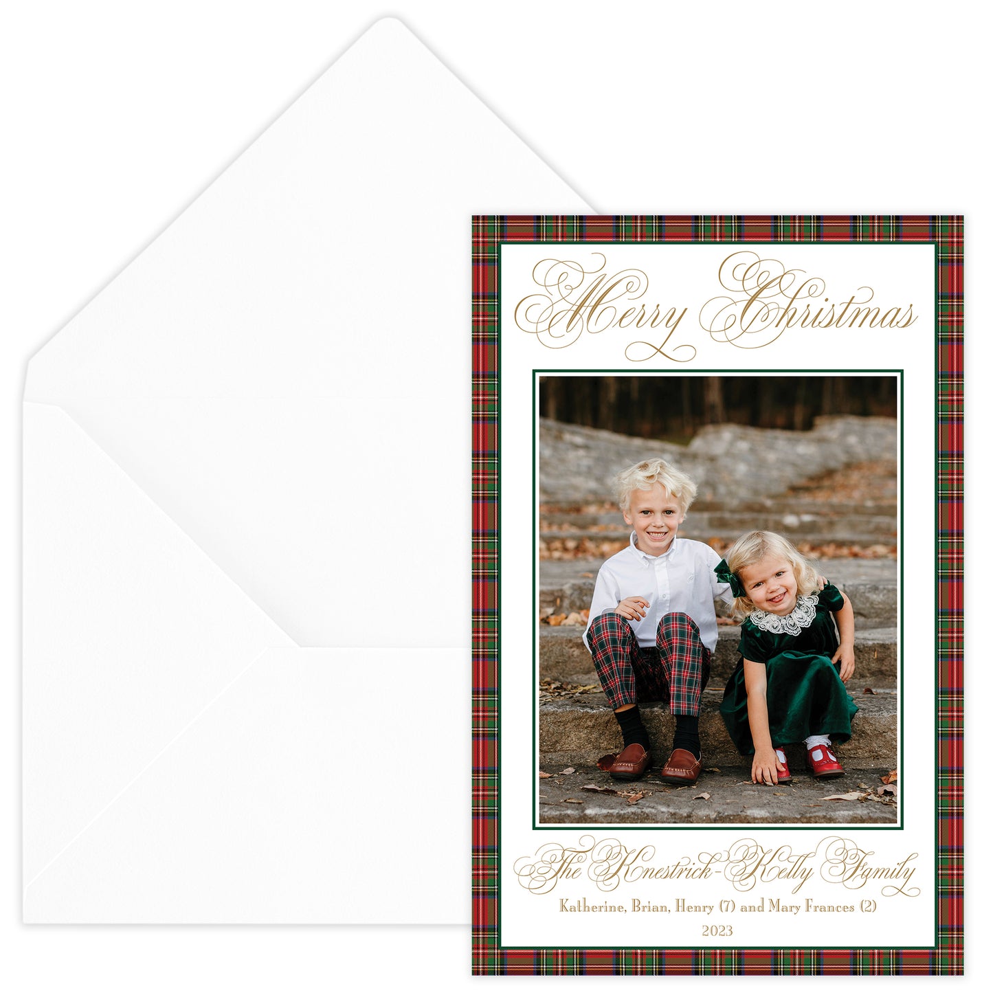 kelly plaid large holiday photo card