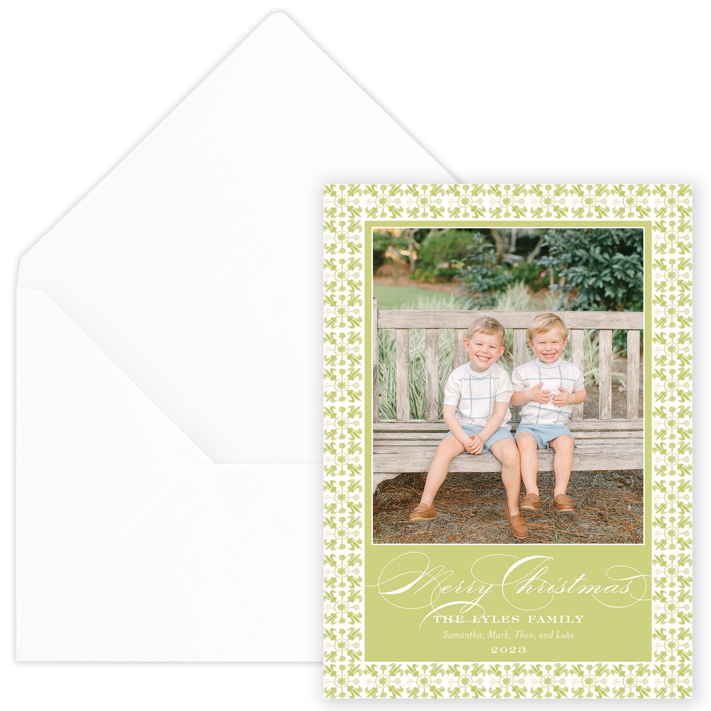 chartreuse tuscan tile holiday card