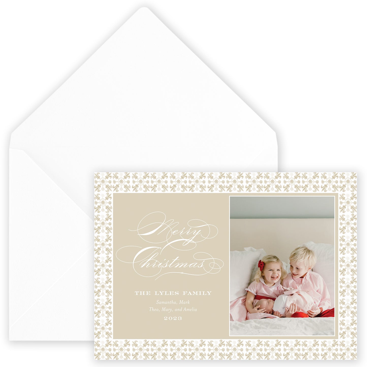 beige landscape tuscan tile holiday card