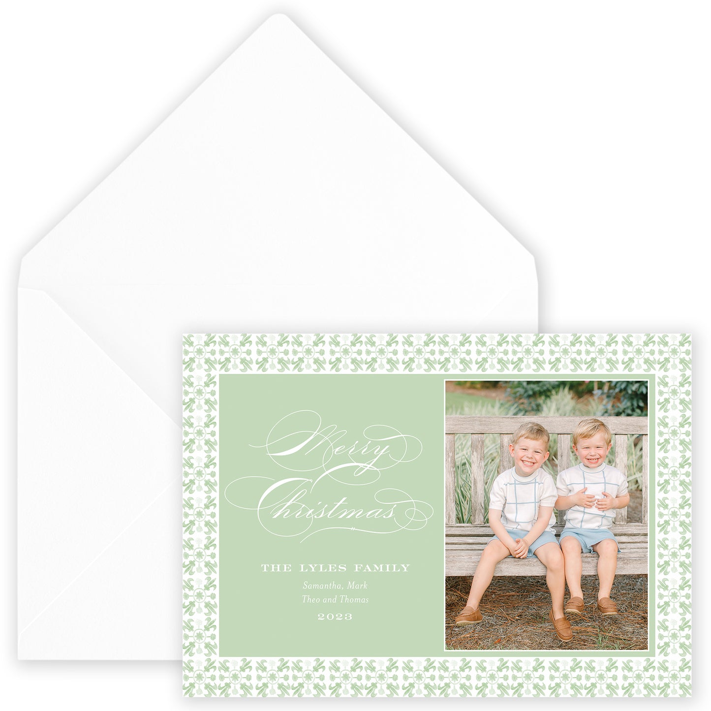 sage landscape tuscan tile holiday card