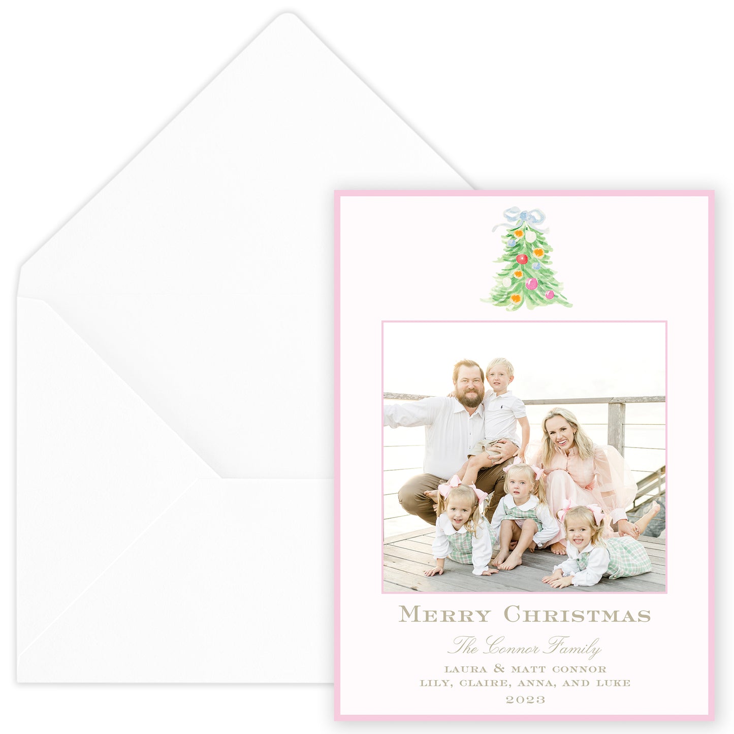 oh, christmas tree pink holiday card