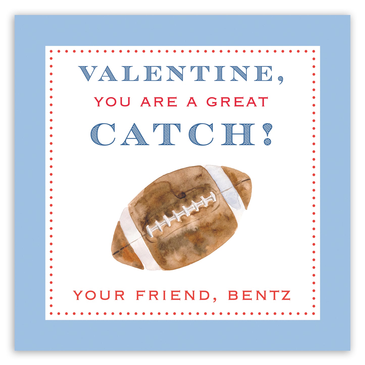 blue football valentine printable