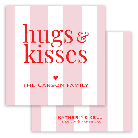 pink hugs & kisses valentine printable