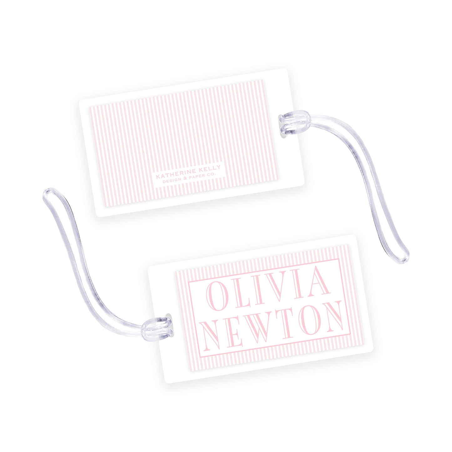 pink stripe laminated bag tag