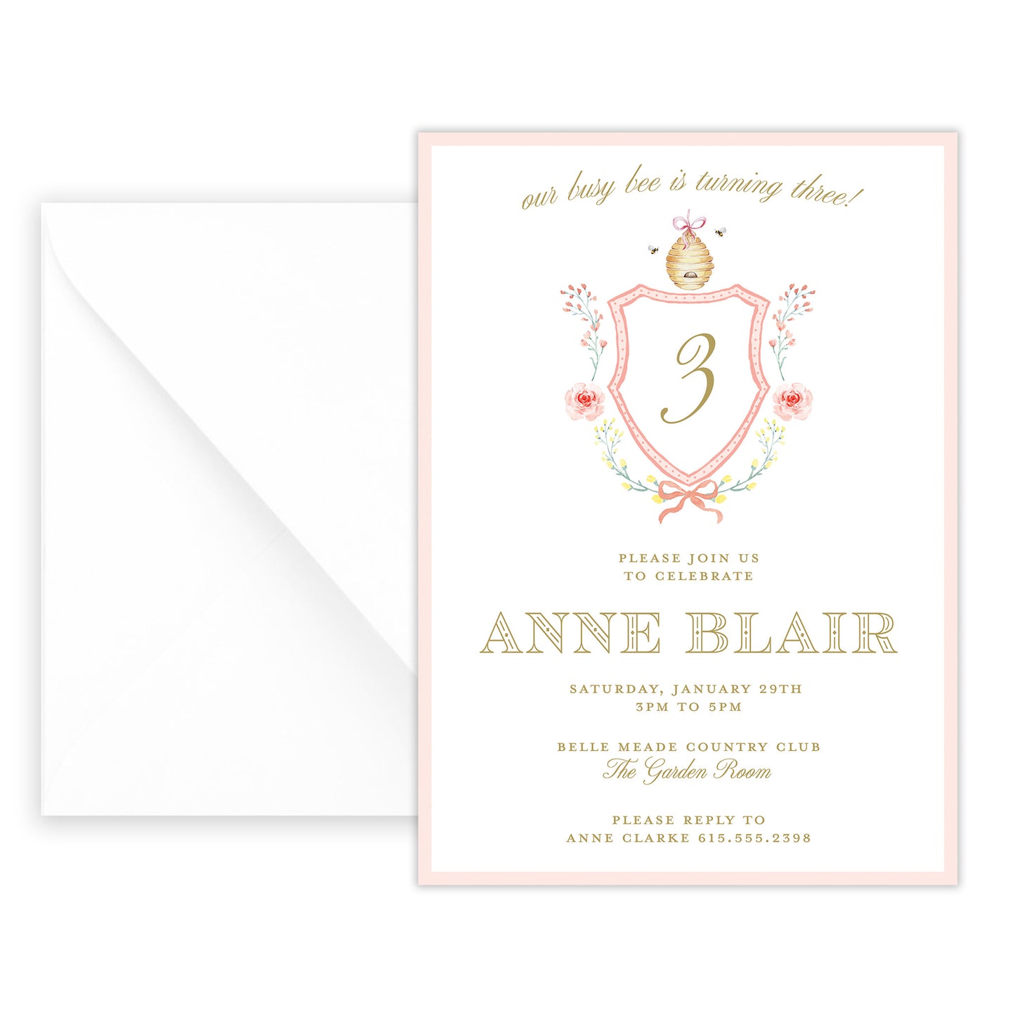 busy bee birthday invitation