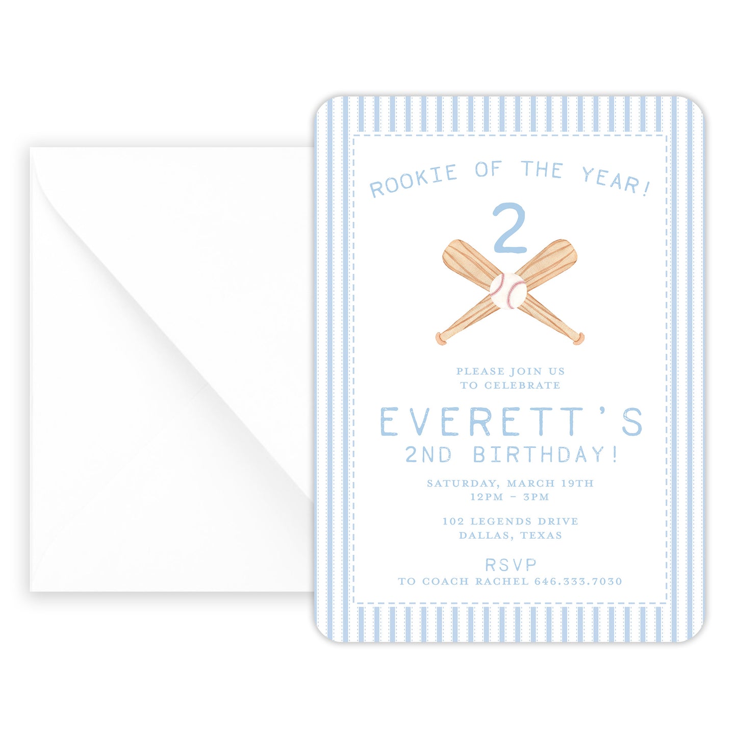 rookie of the year baseball birthday invitation