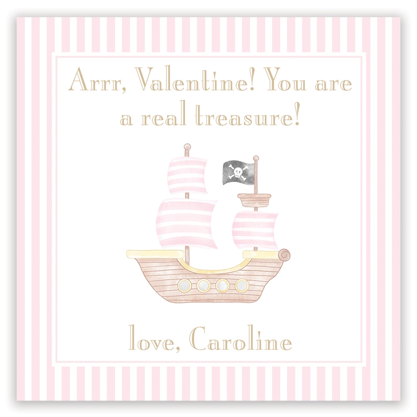 pink pirate ship valentine