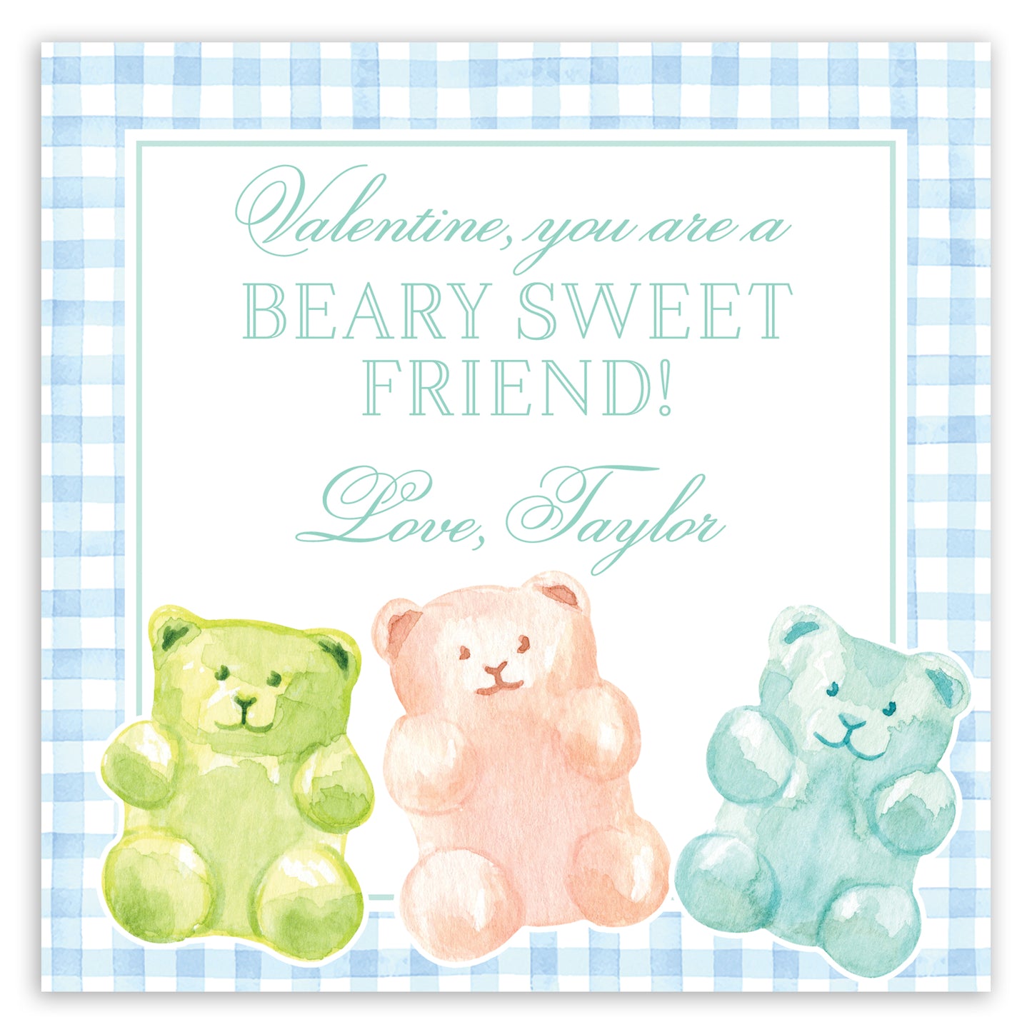 bear-y sweet blue gummy bear valentine