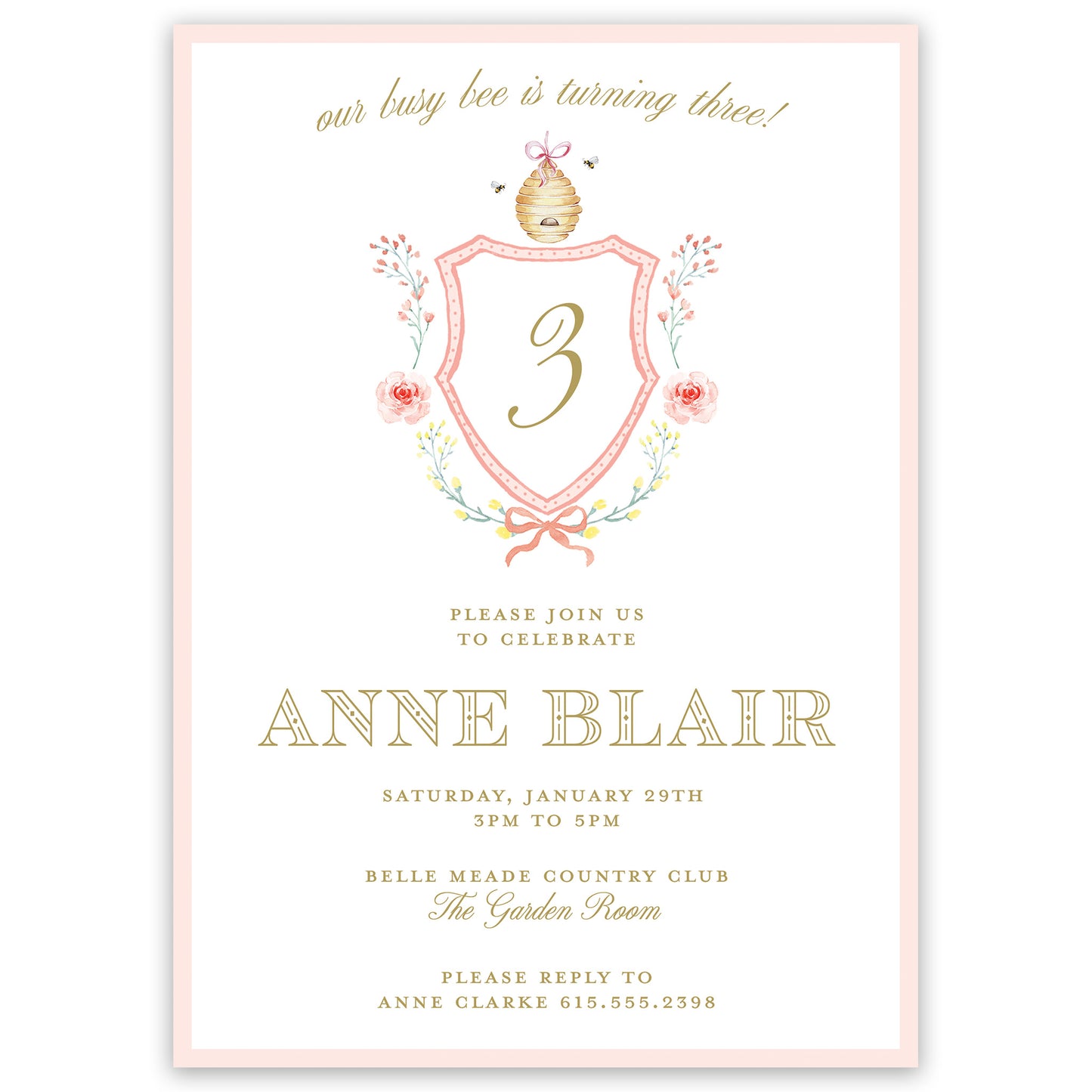 busy bee birthday invitation