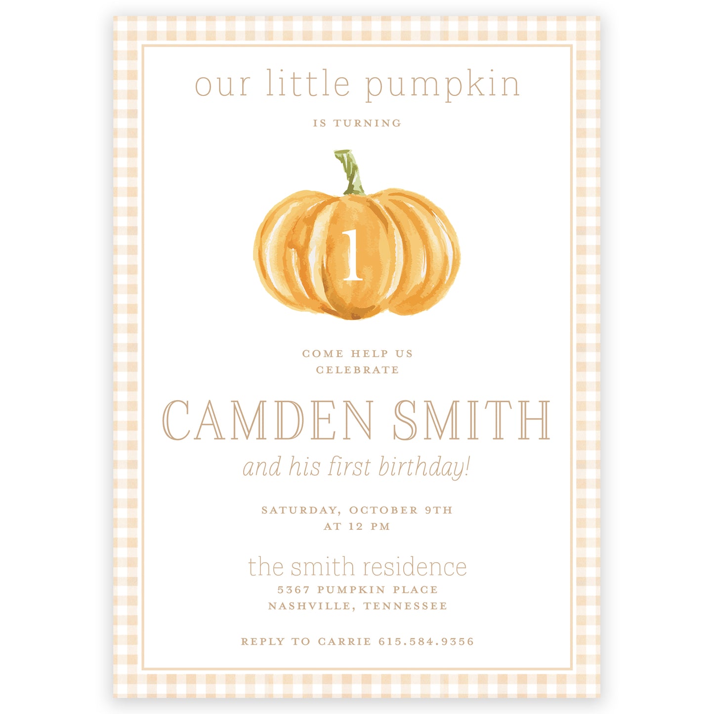 fall pumpkin birthday invitation