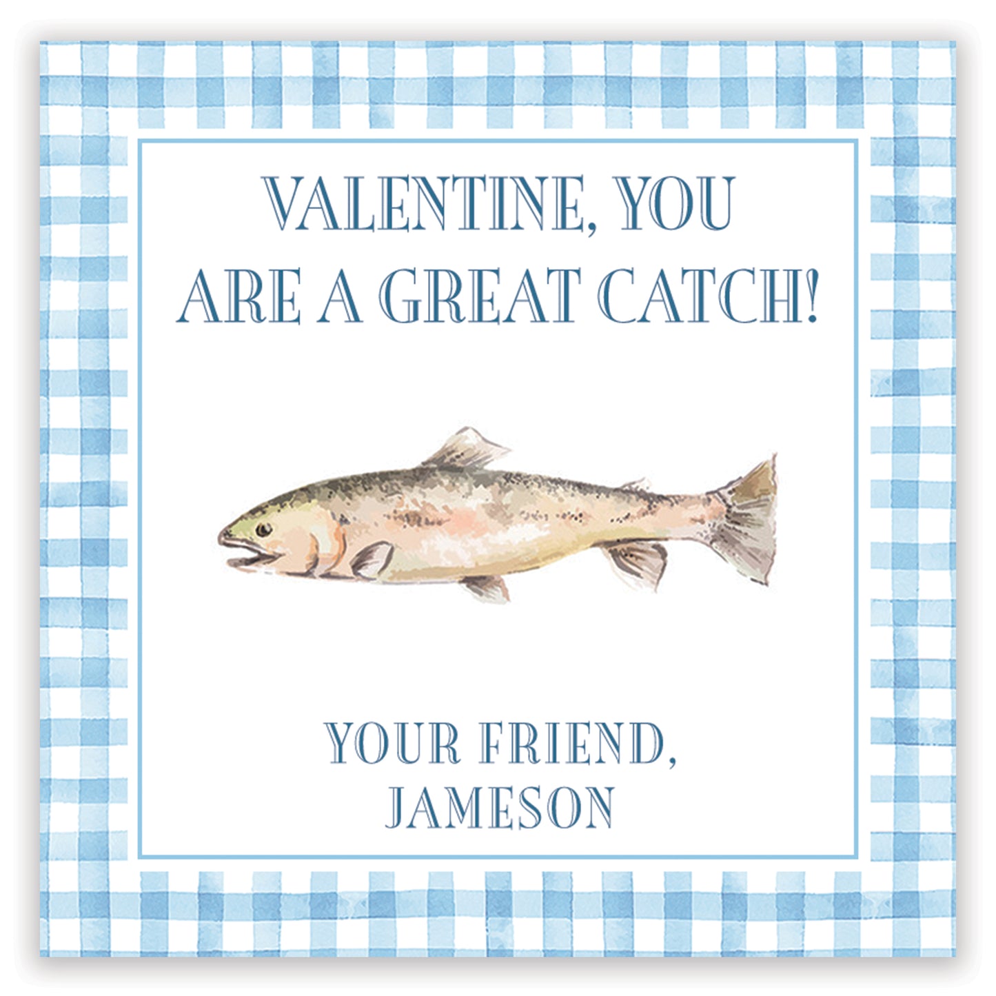 fishing gingham valentine printable