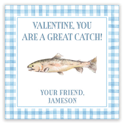 fishing gingham valentine printable