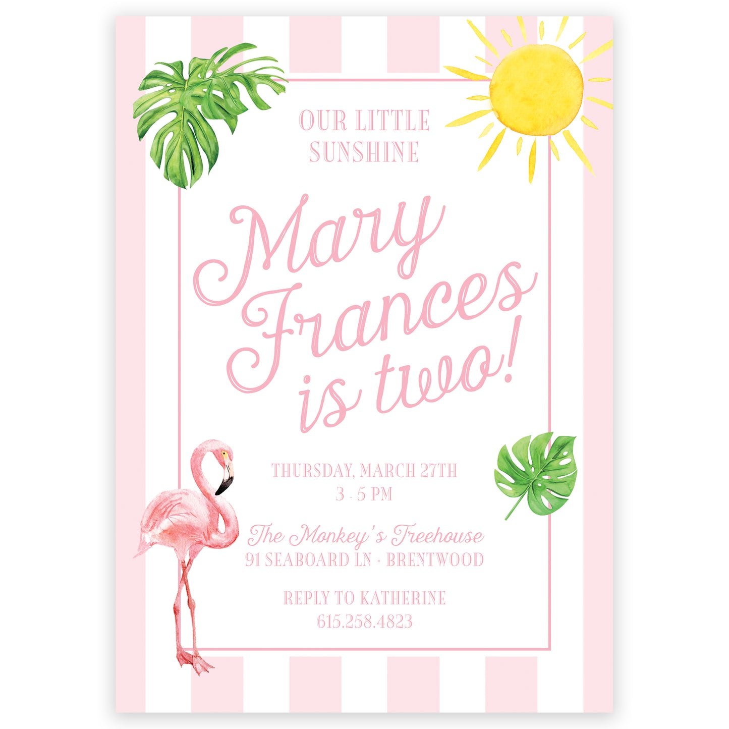 sunshine cabana birthday invitation