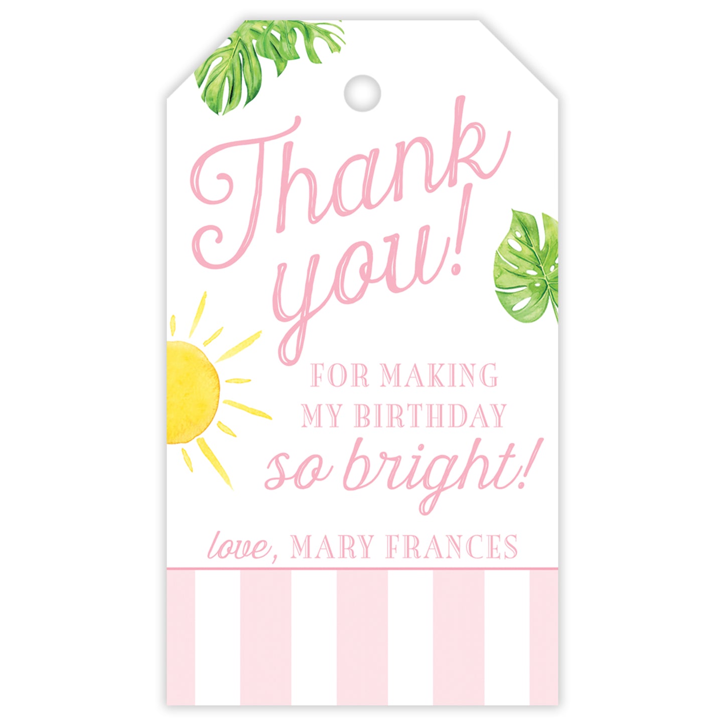 cabana stripe party favor tag