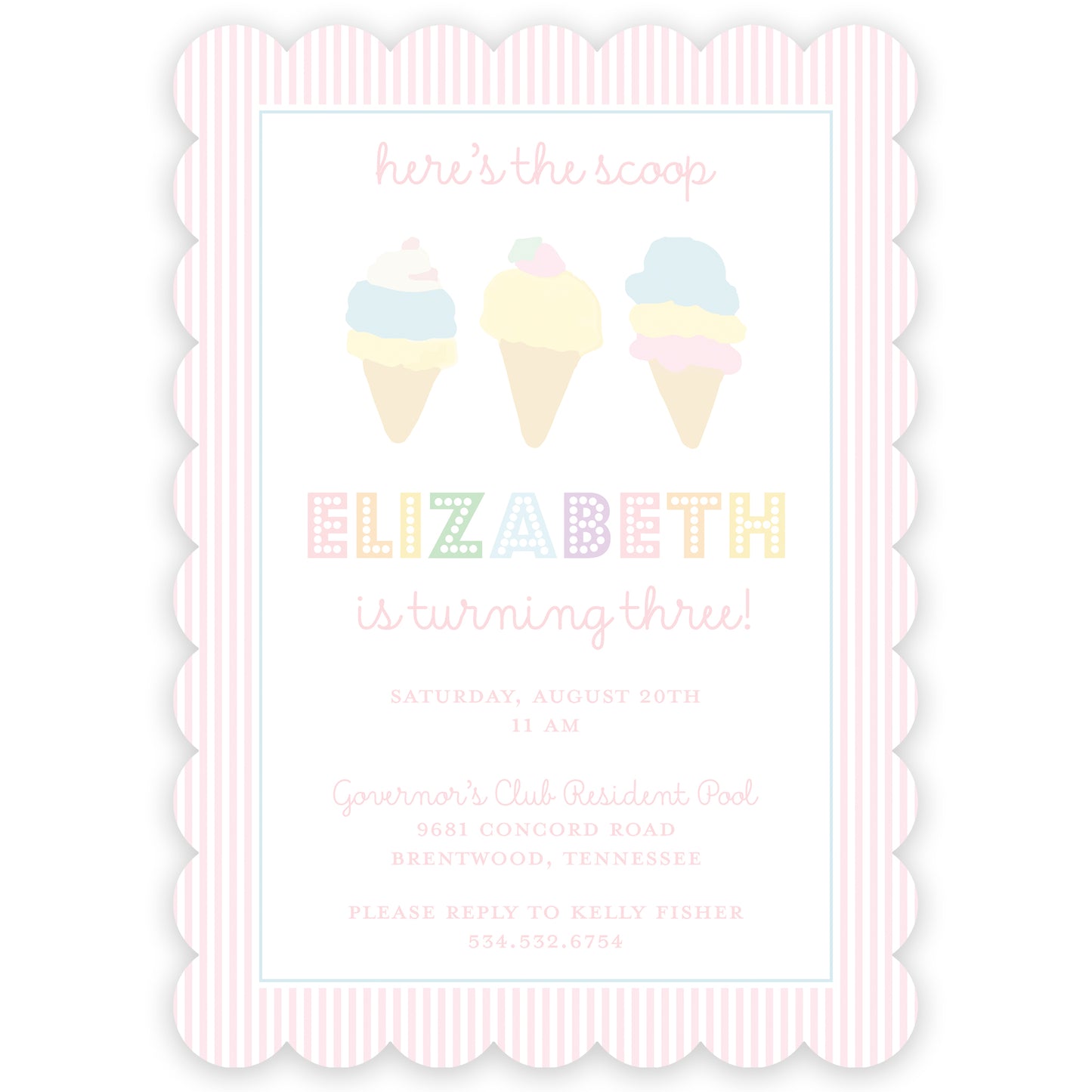 ice cream social birthday invitation