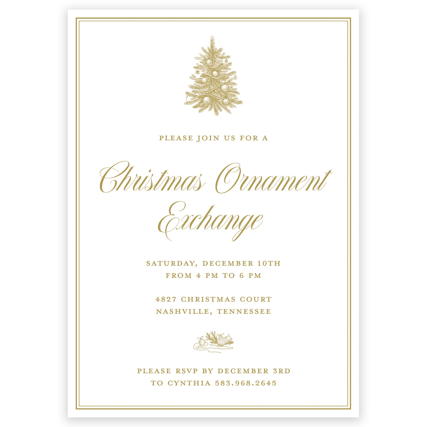 gold holiday party invitation