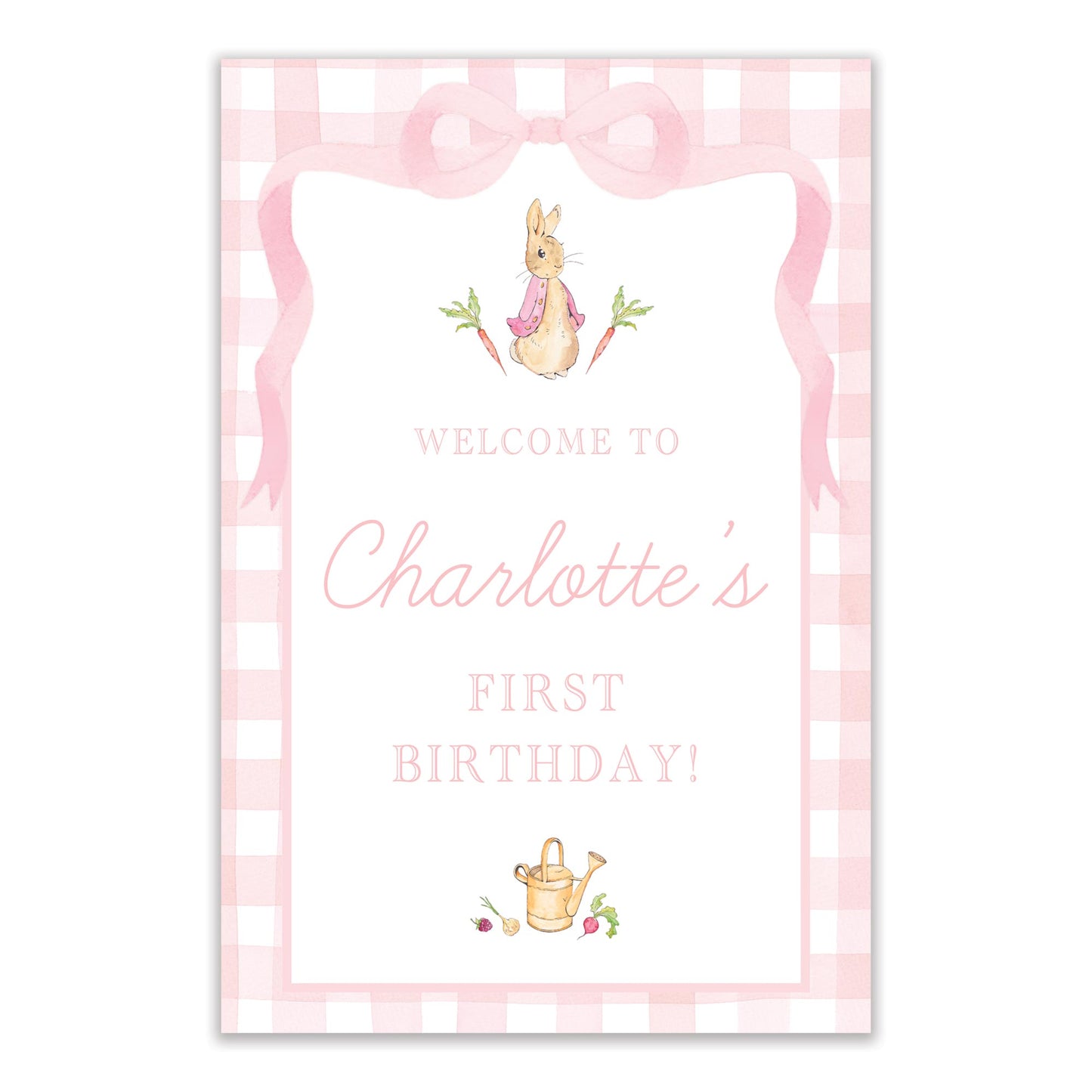 pink peter rabbit welcome sign