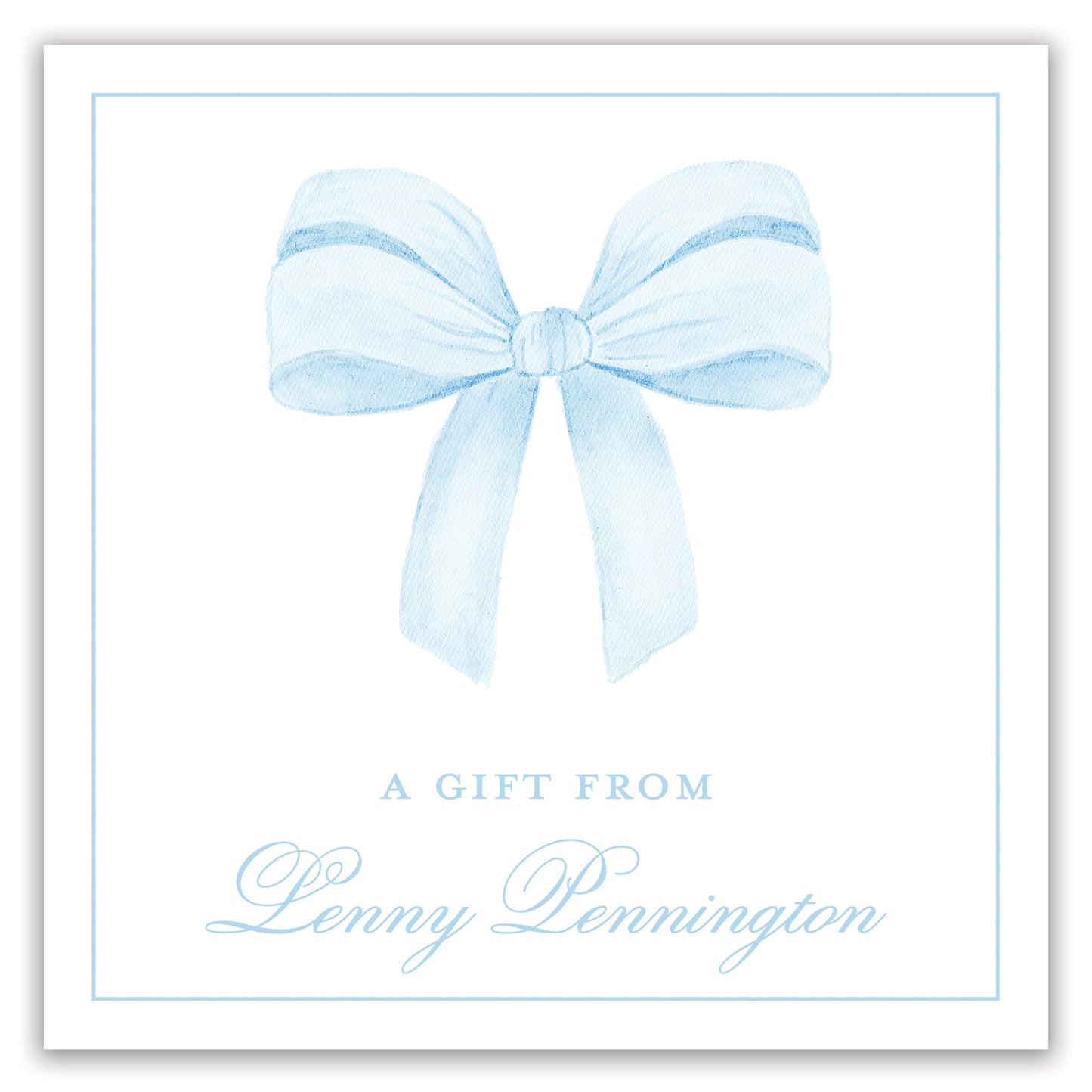 blue bow enclosure card