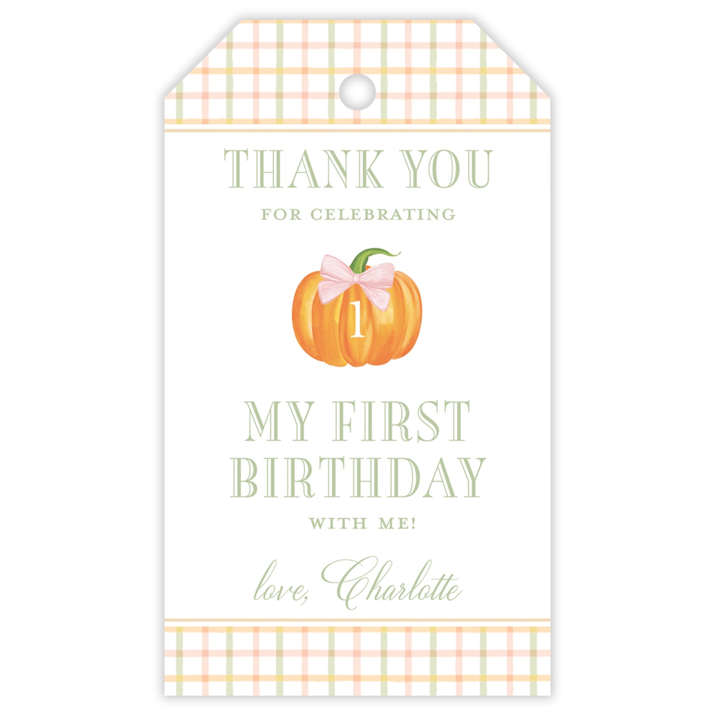 pink fall pumpkin party favor tag