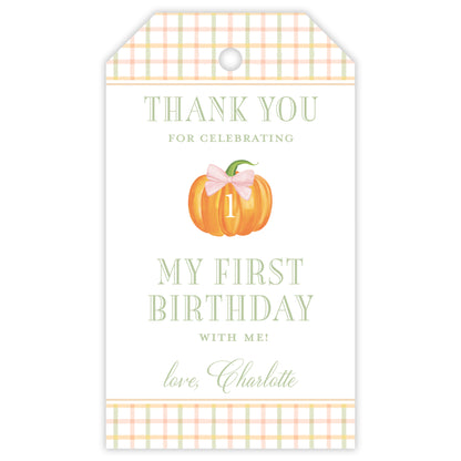 pink fall pumpkin party favor tag