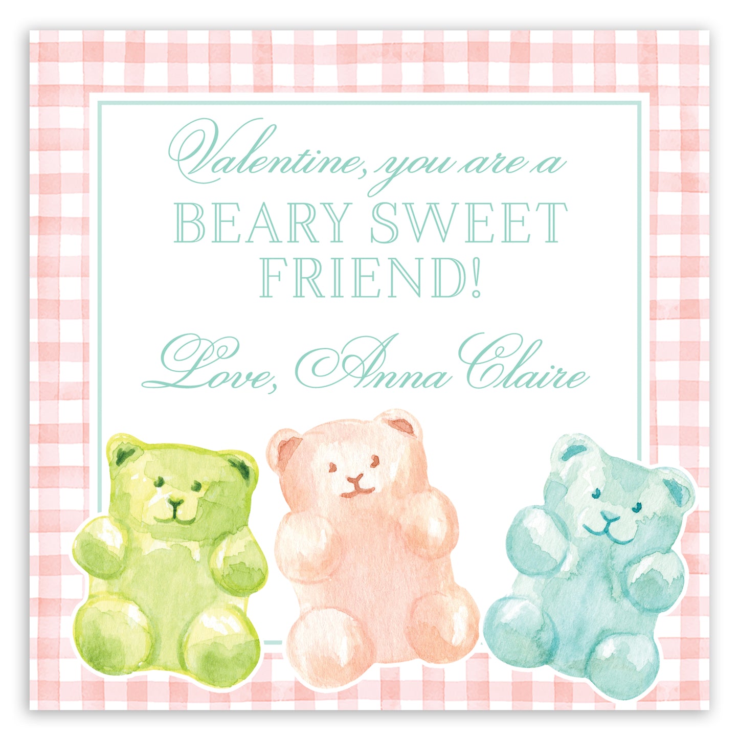 bear-y sweet pink gummy bear valentine