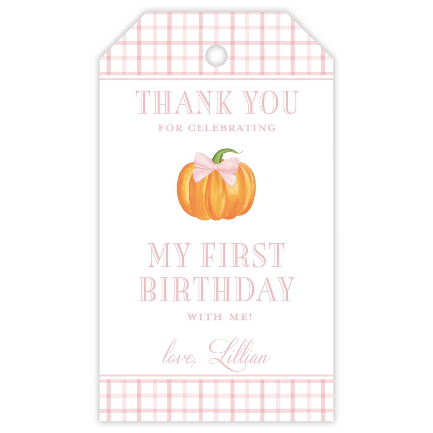 all pink fall pumpkin party favor tag