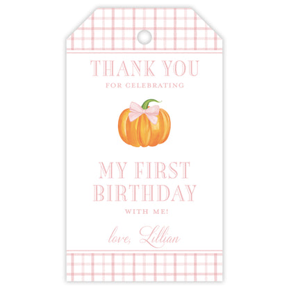 all pink fall pumpkin party favor tag