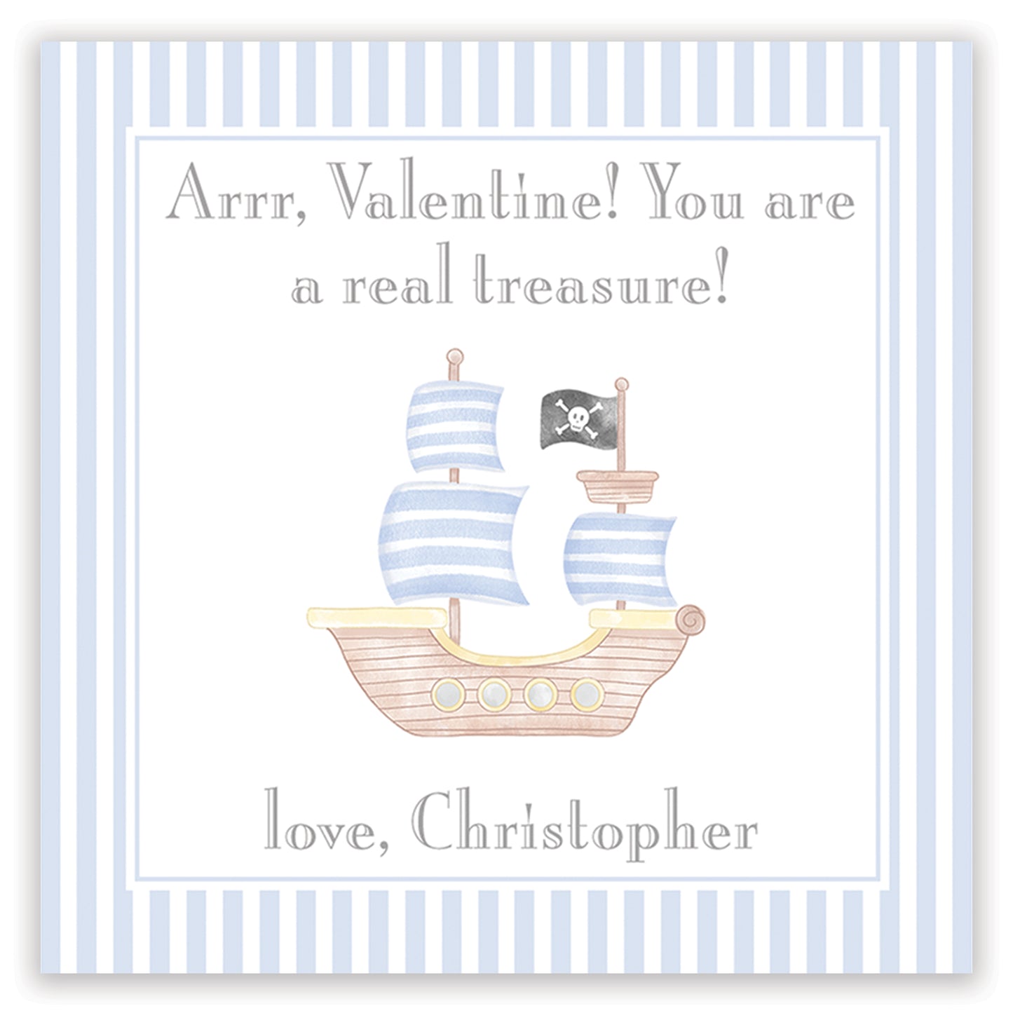 blue pirate ship valentine