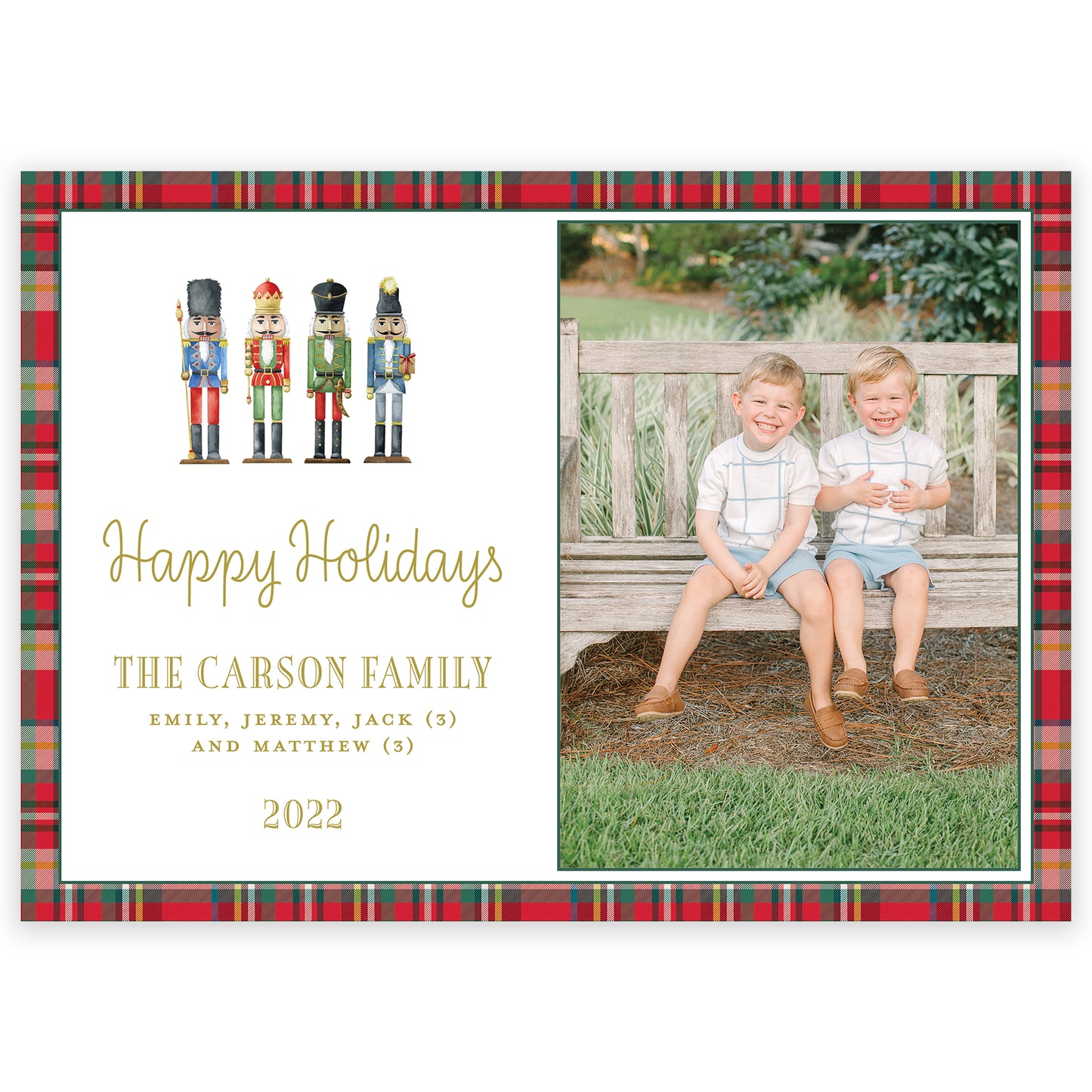 nutcracker plaid border landscape christmas card