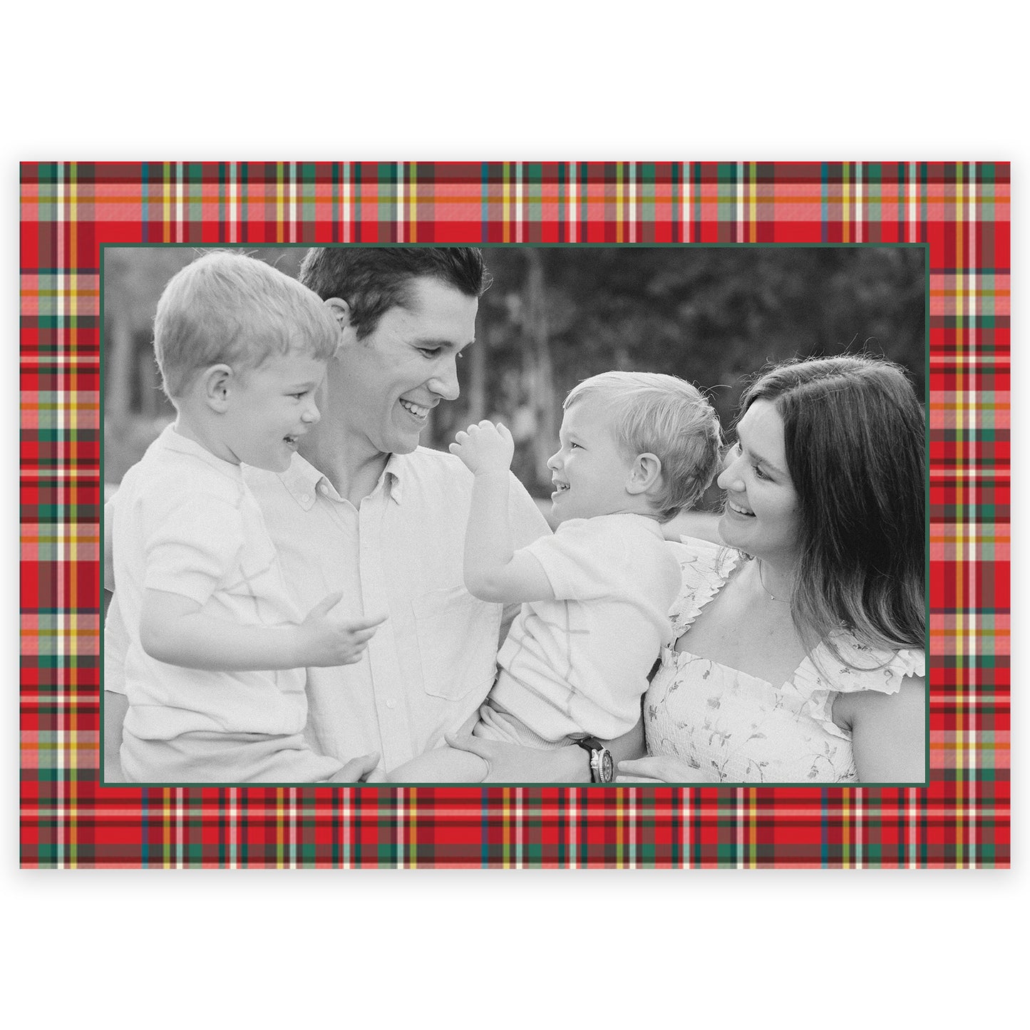 nutcracker plaid border landscape photo card