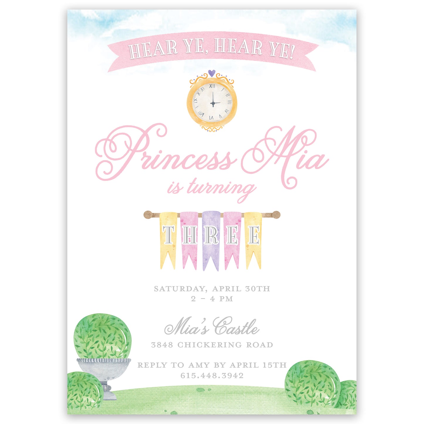 princess & knights birthday invitation