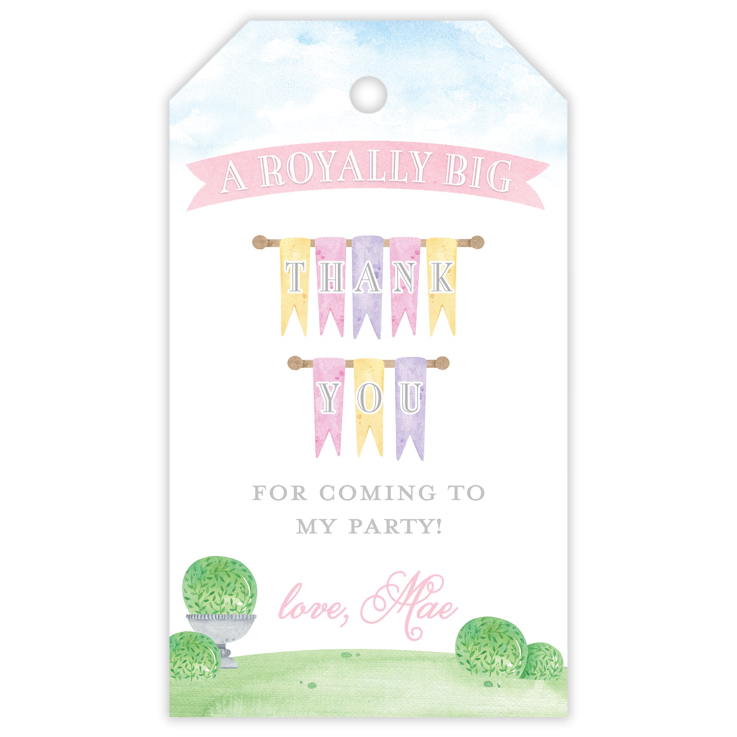 princess & knights party favor tag