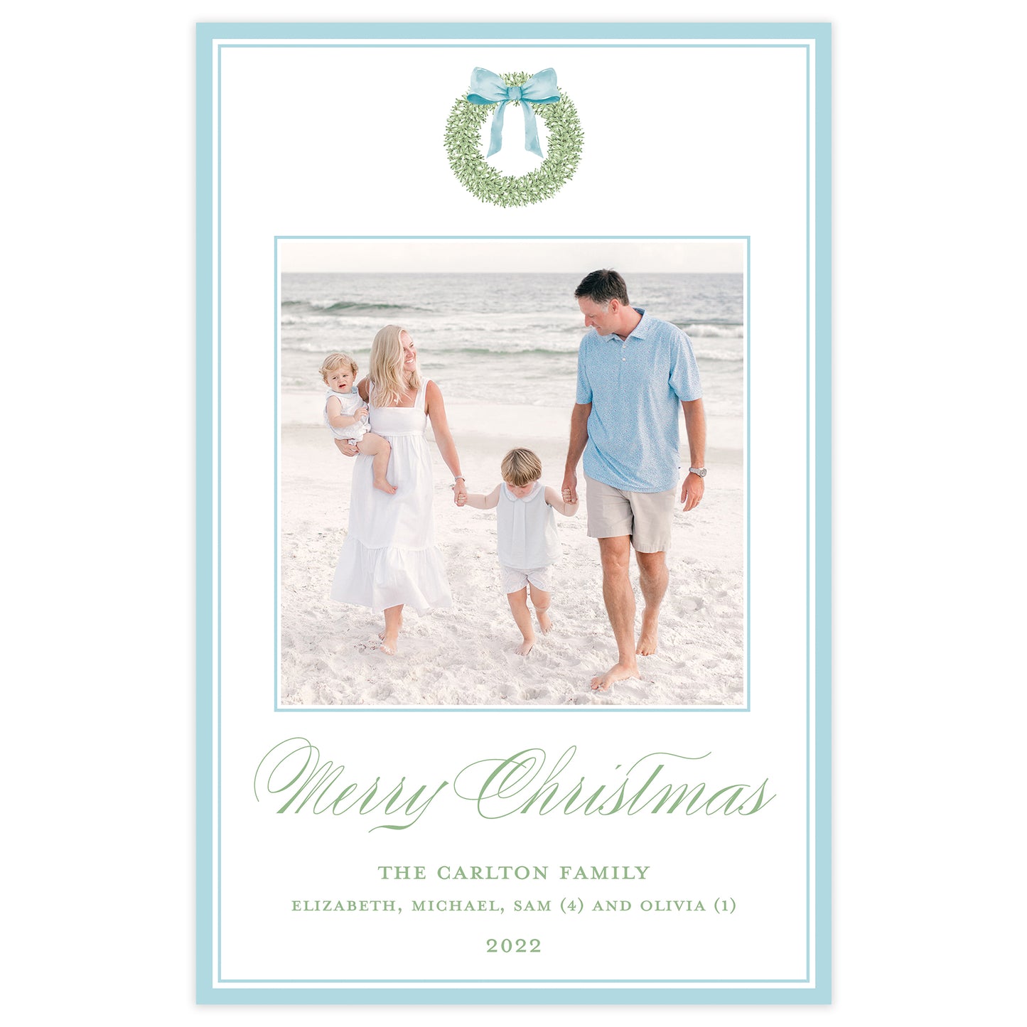 watercolor wreath large holiday photo card