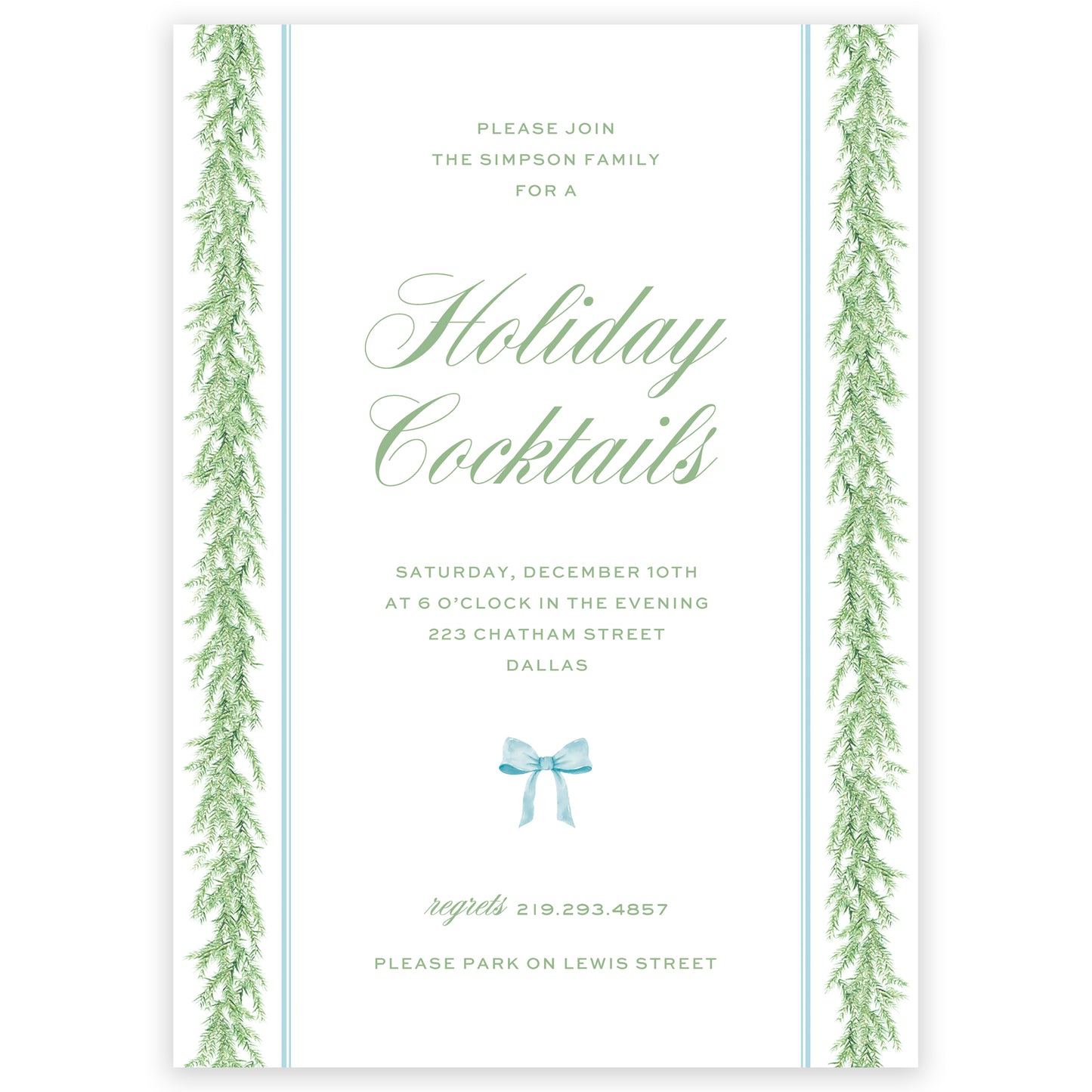 holiday garland edge party invitation