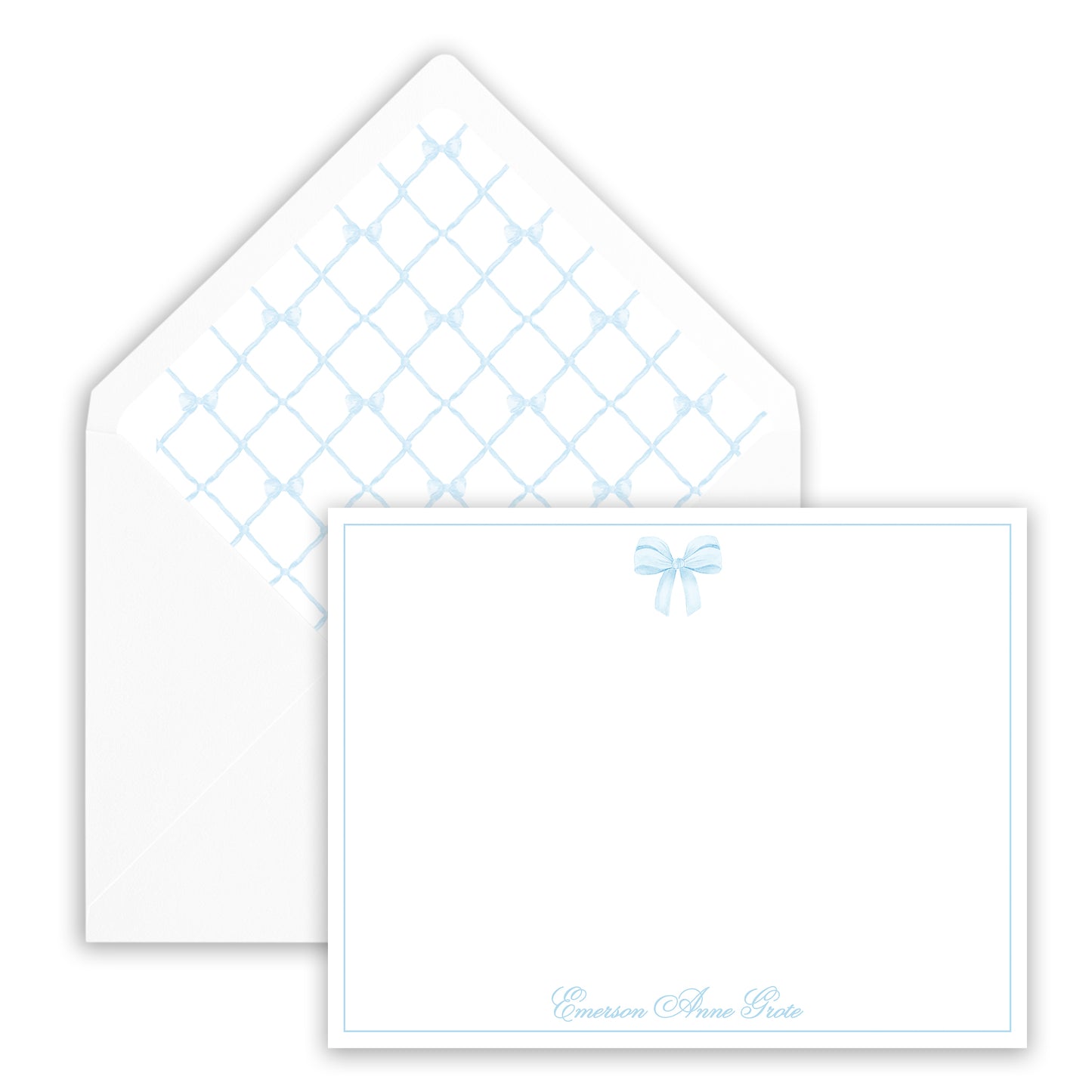 blue bow notecard