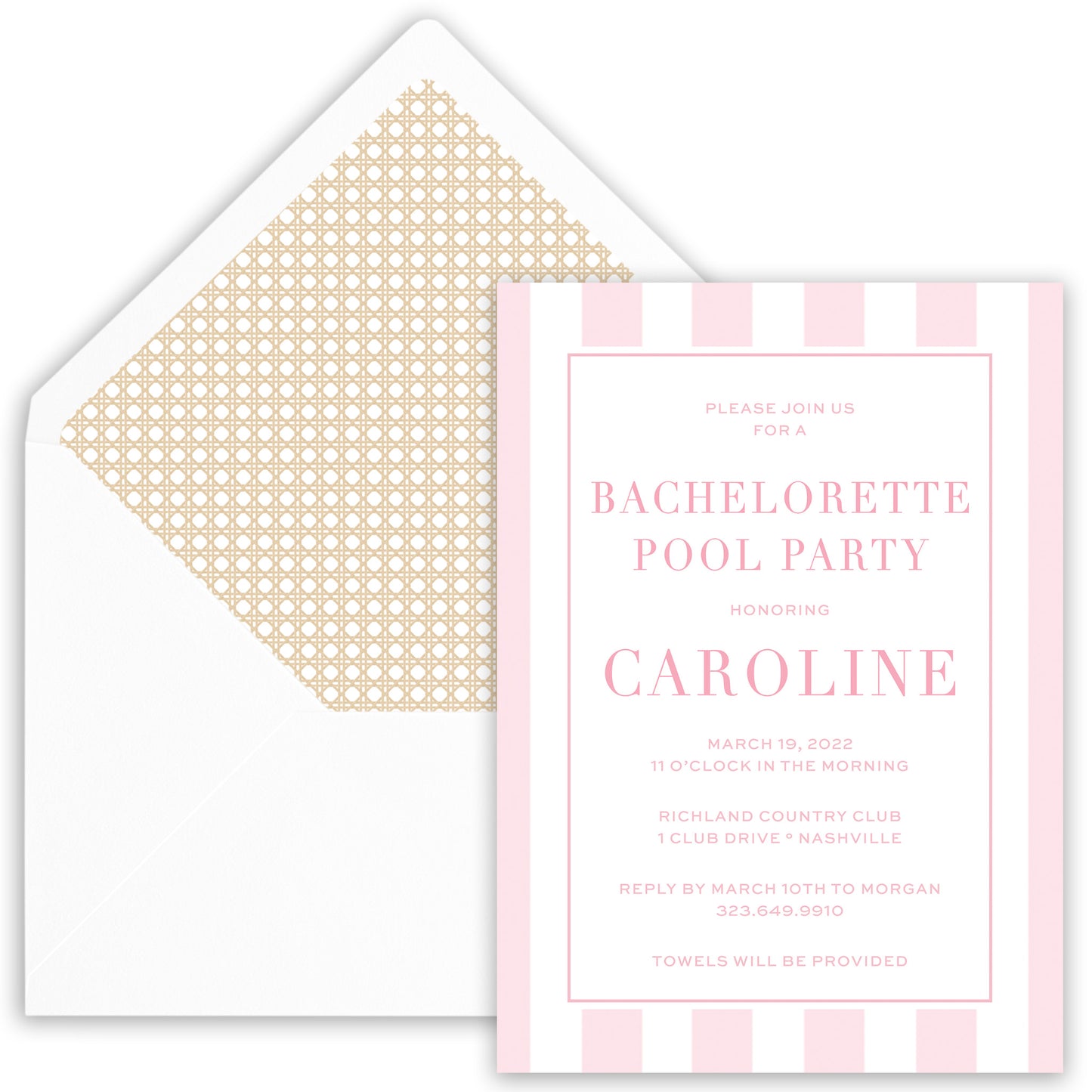 cabana stripe party invitation