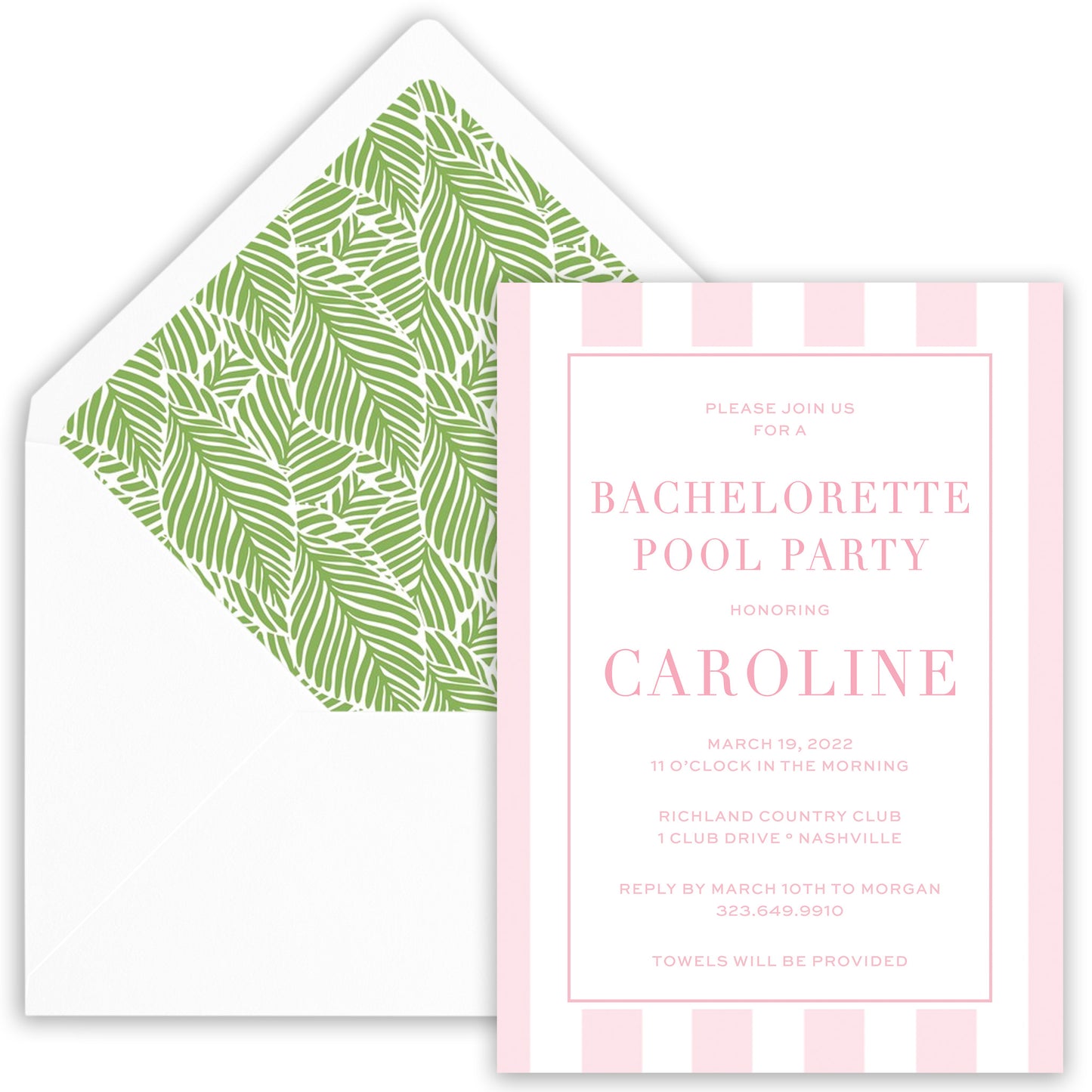 cabana stripe party invitation