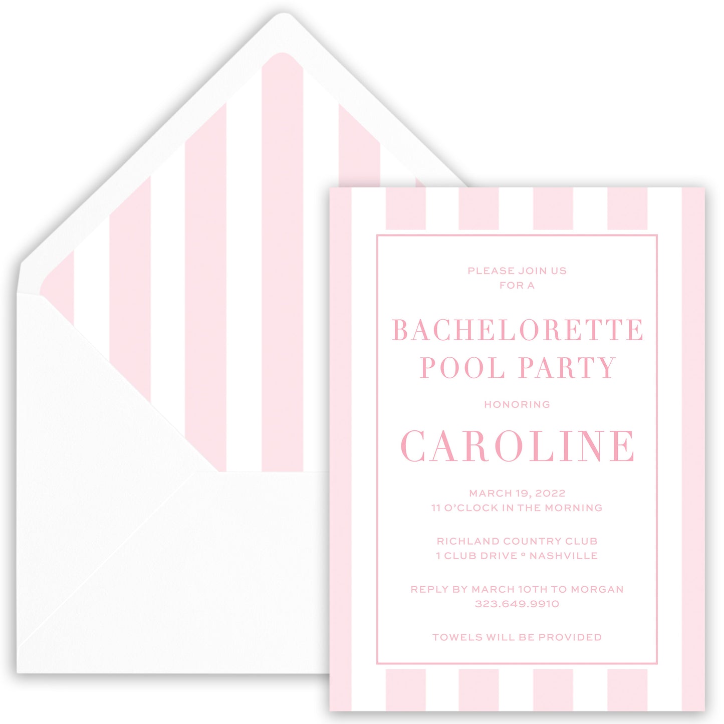 cabana stripe party invitation