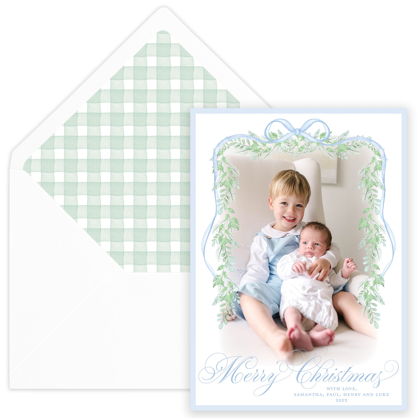 baby blue vine holiday card