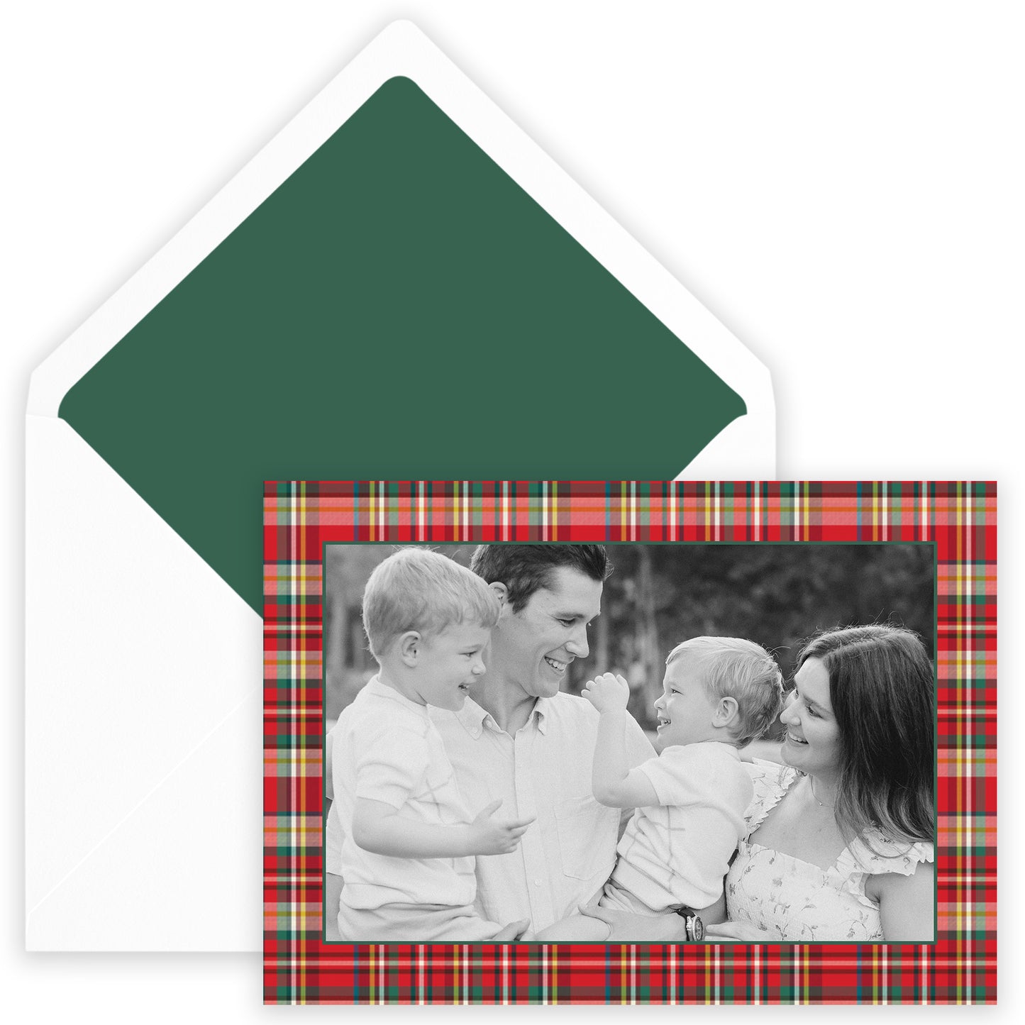 nutcracker plaid border landscape photo card