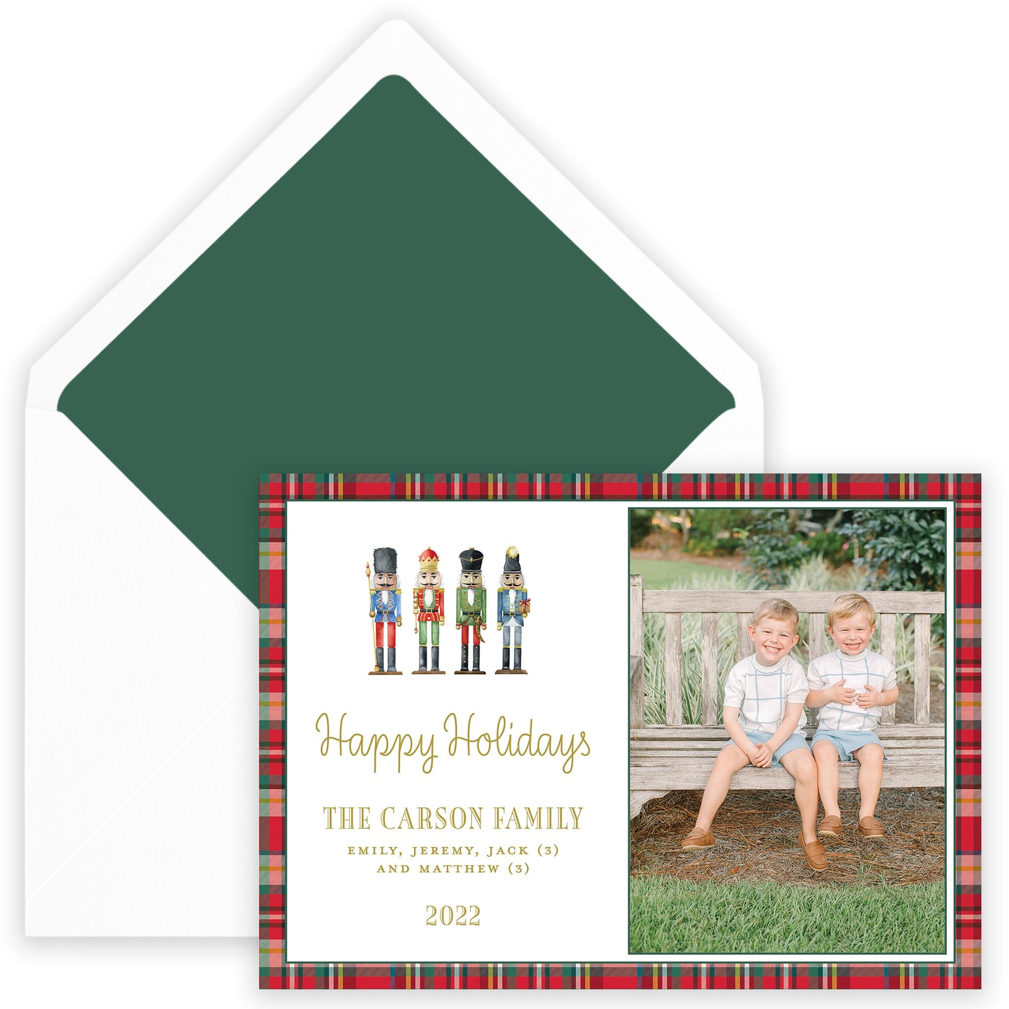 nutcracker plaid border landscape christmas card