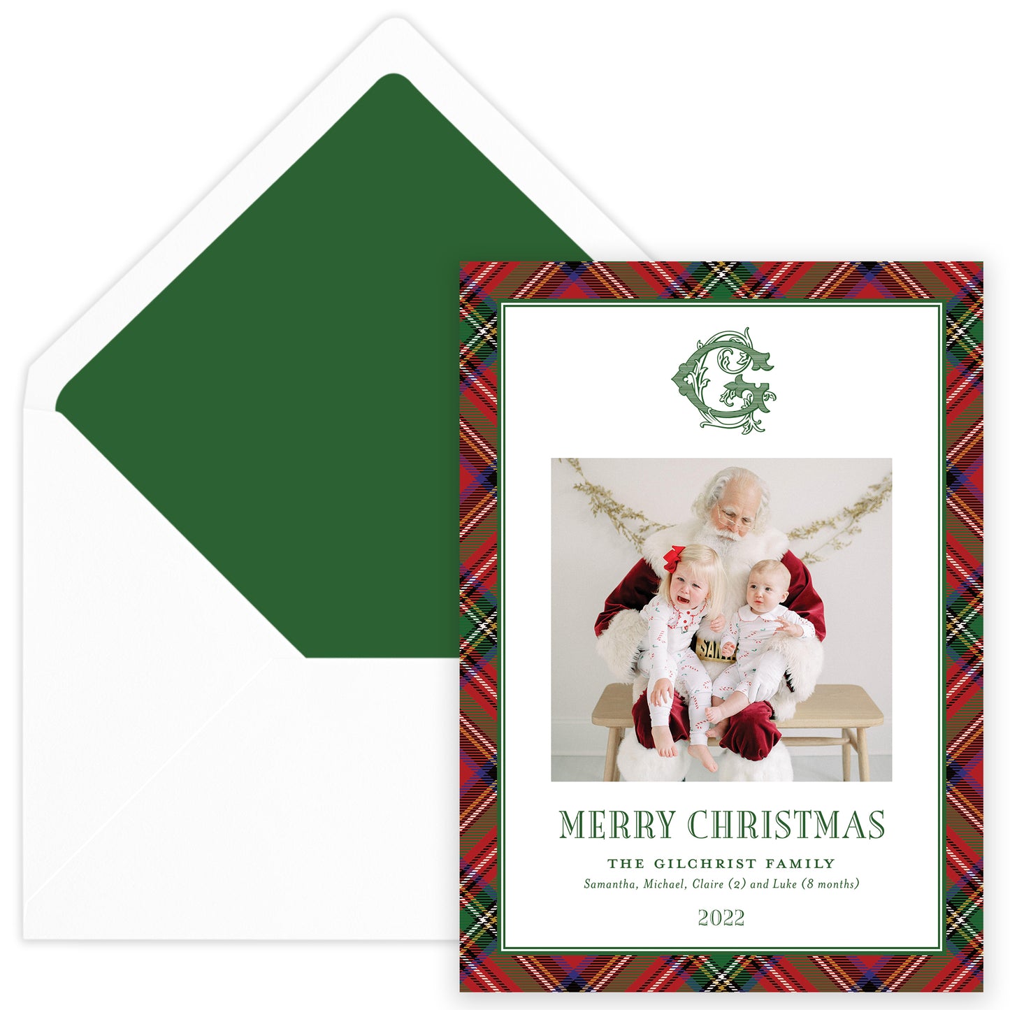 christmas tartan portrait holiday card